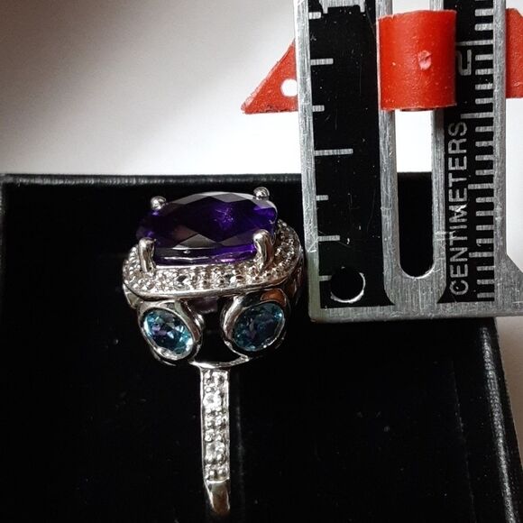 925 Genuine African Amethyst,  Rhodoilte Garnet & Blue Topaz. - Picture 4 of 16